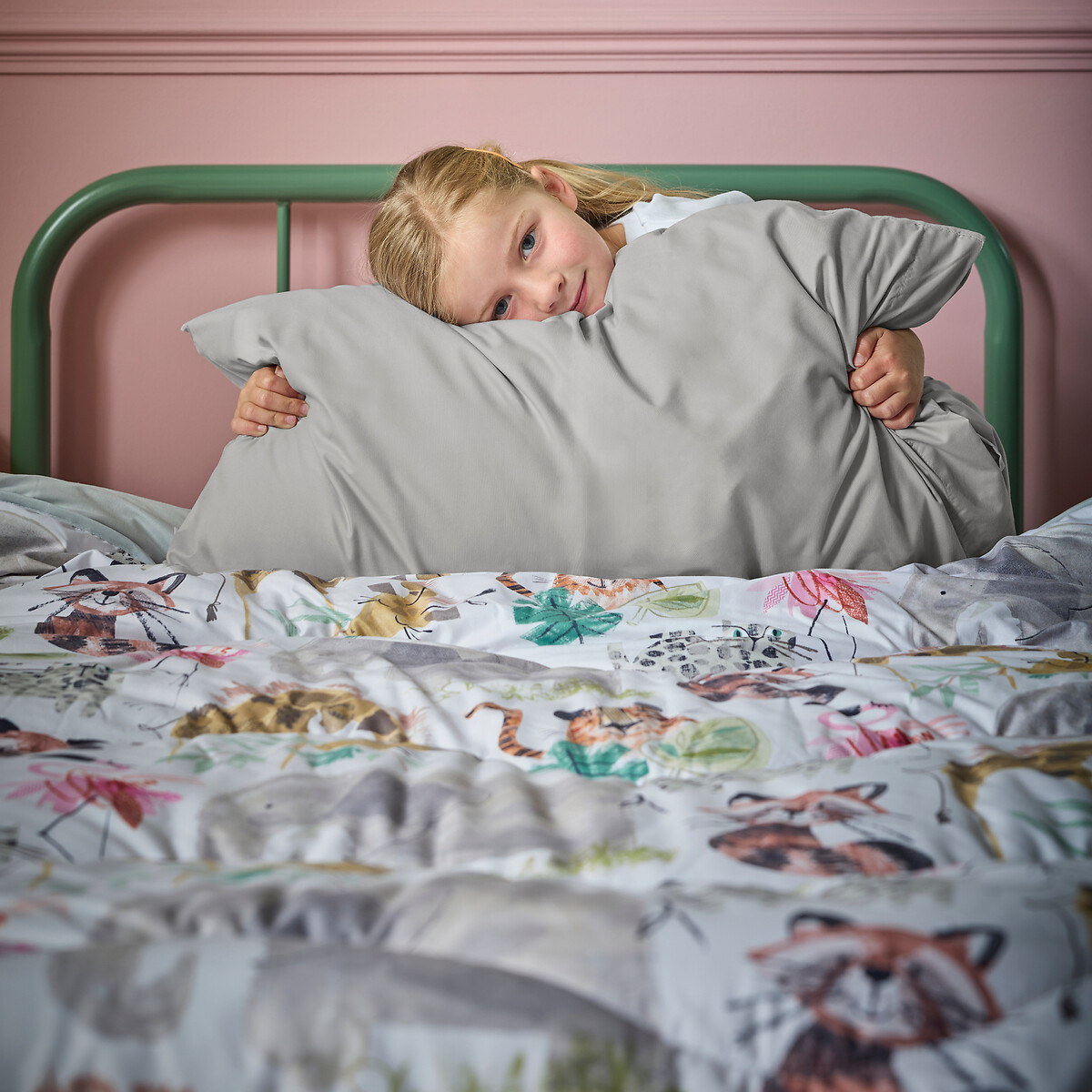 4.5 Tog Coverless Duvet Set Animals grey, NIGHT LARK