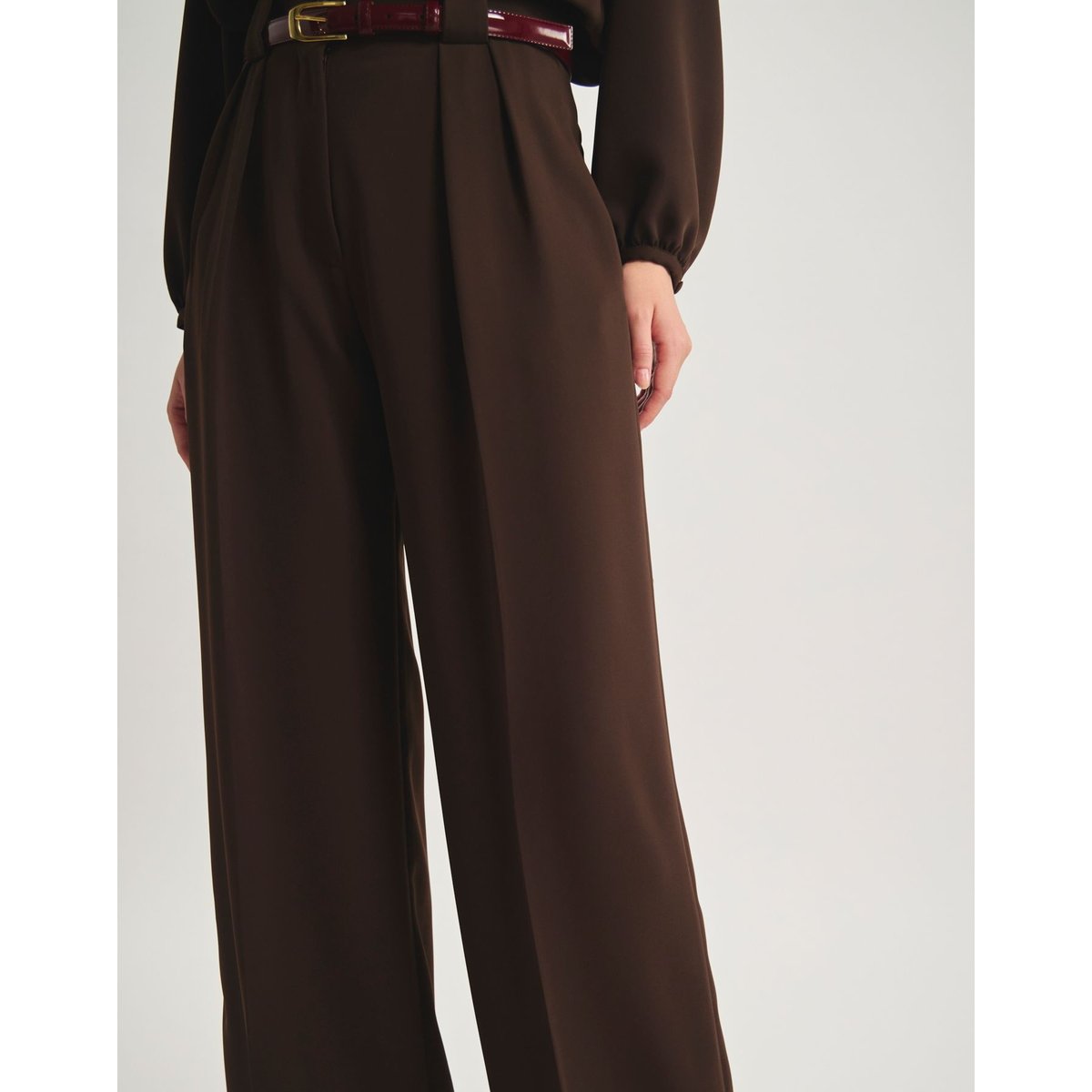 Pantalon à pinces Marlène marron, INES DE LA FRESSANGE PARIS