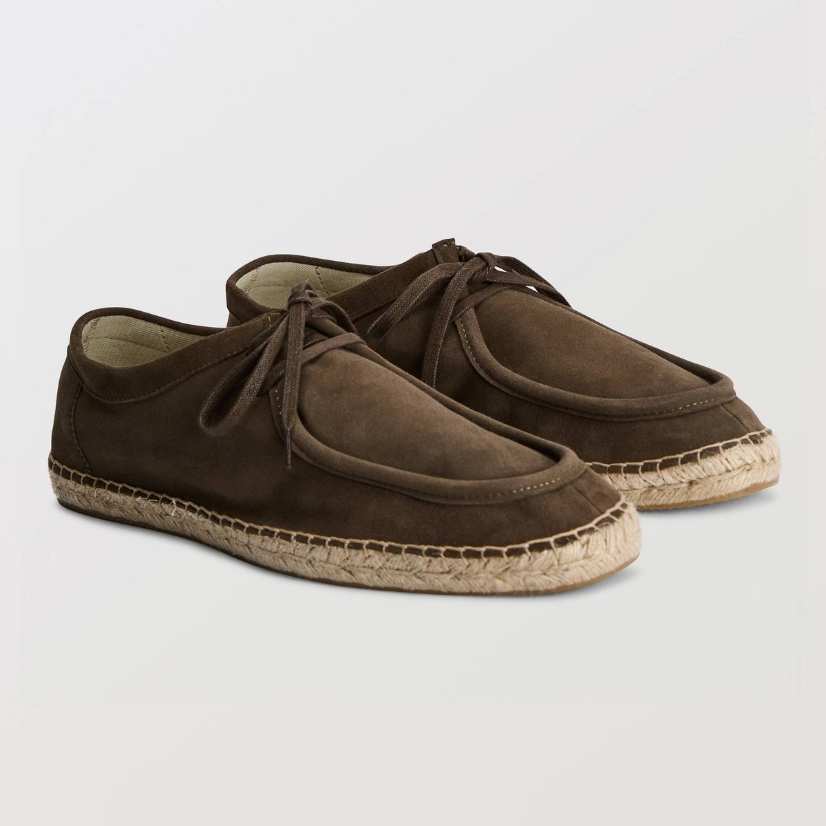 Espadrilles en croûte de cuir kaki, MONOPRIX