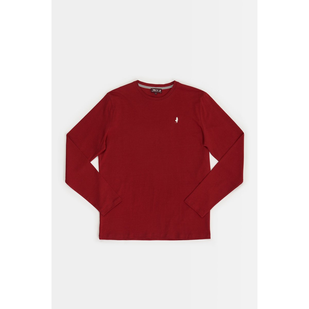 T-shirt manches longues uni col rond rouge, MCS