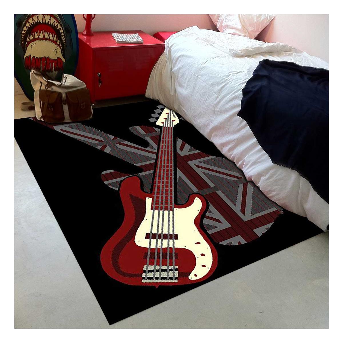 Tapis salon tissé LYN49 GUITARD noir, UN AMOUR DE TAPIS