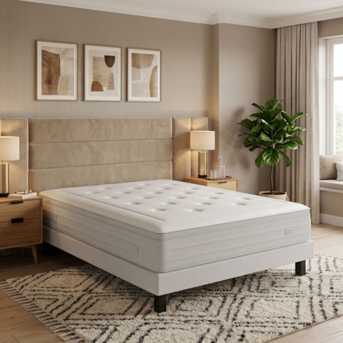 Matelas ressorts + mousse mémoire 33cm SW6 blanc, SIMMONS