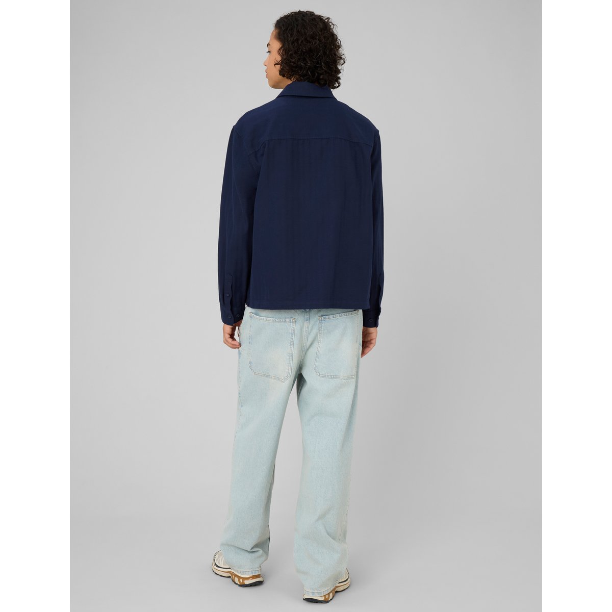 Chemise enfilée zippée manches longues bleu foncé, BZB