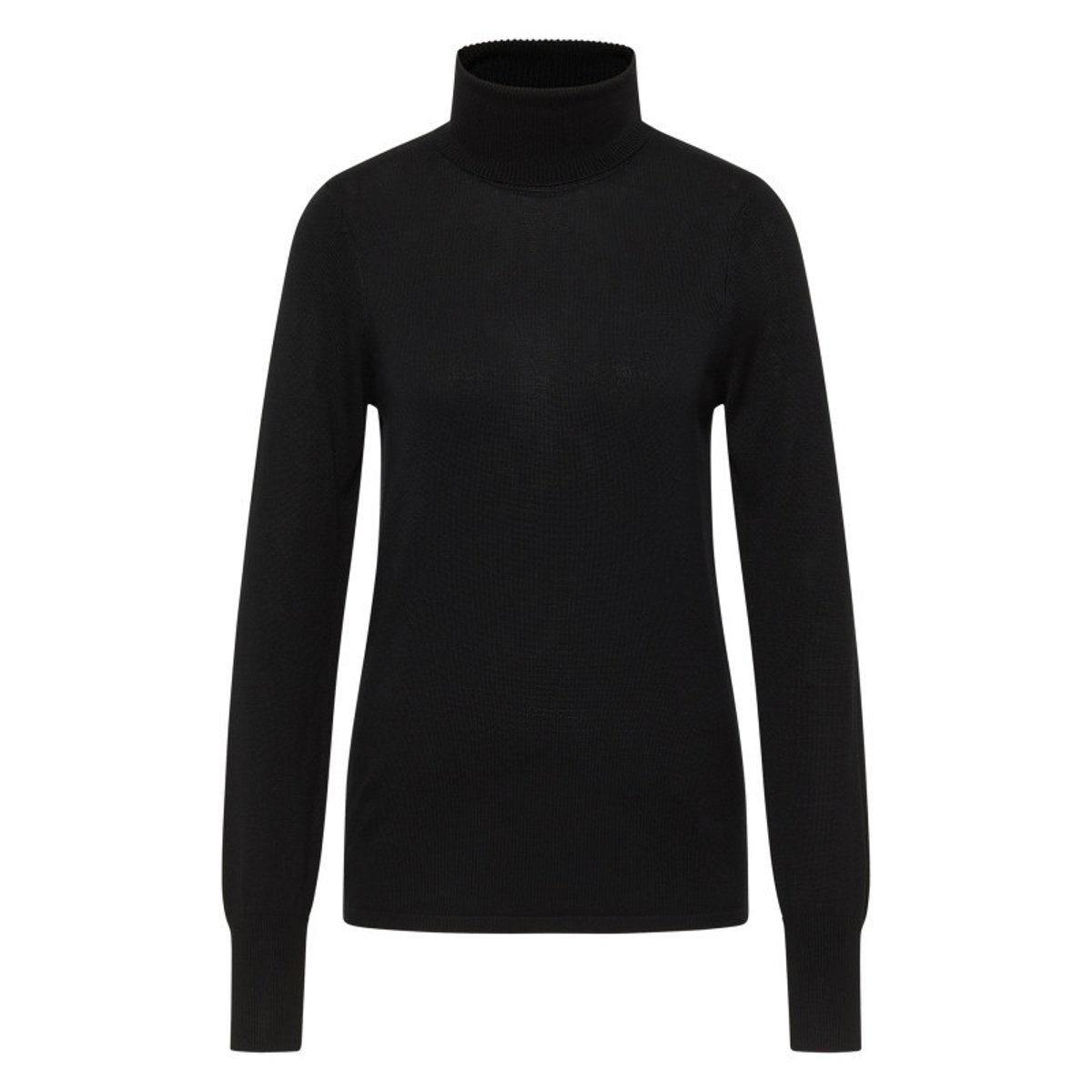 Pull noir uni avec un col roulé côtelé et des manches longues noir, MUSTANG