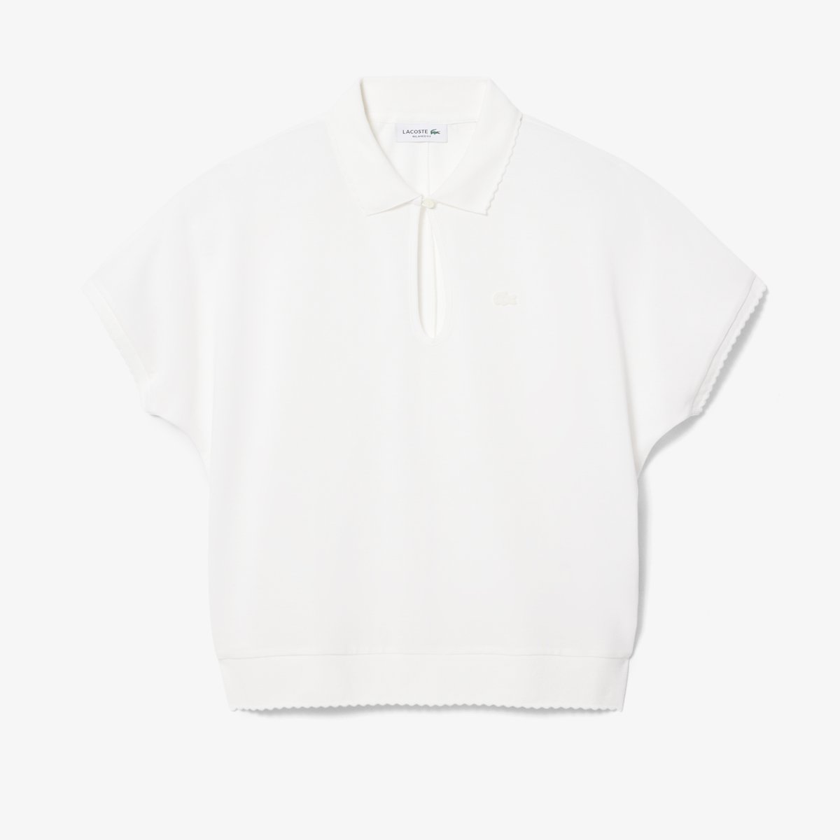Polo Piqué fluide festonné relaxed fit blanc-70v, LACOSTE