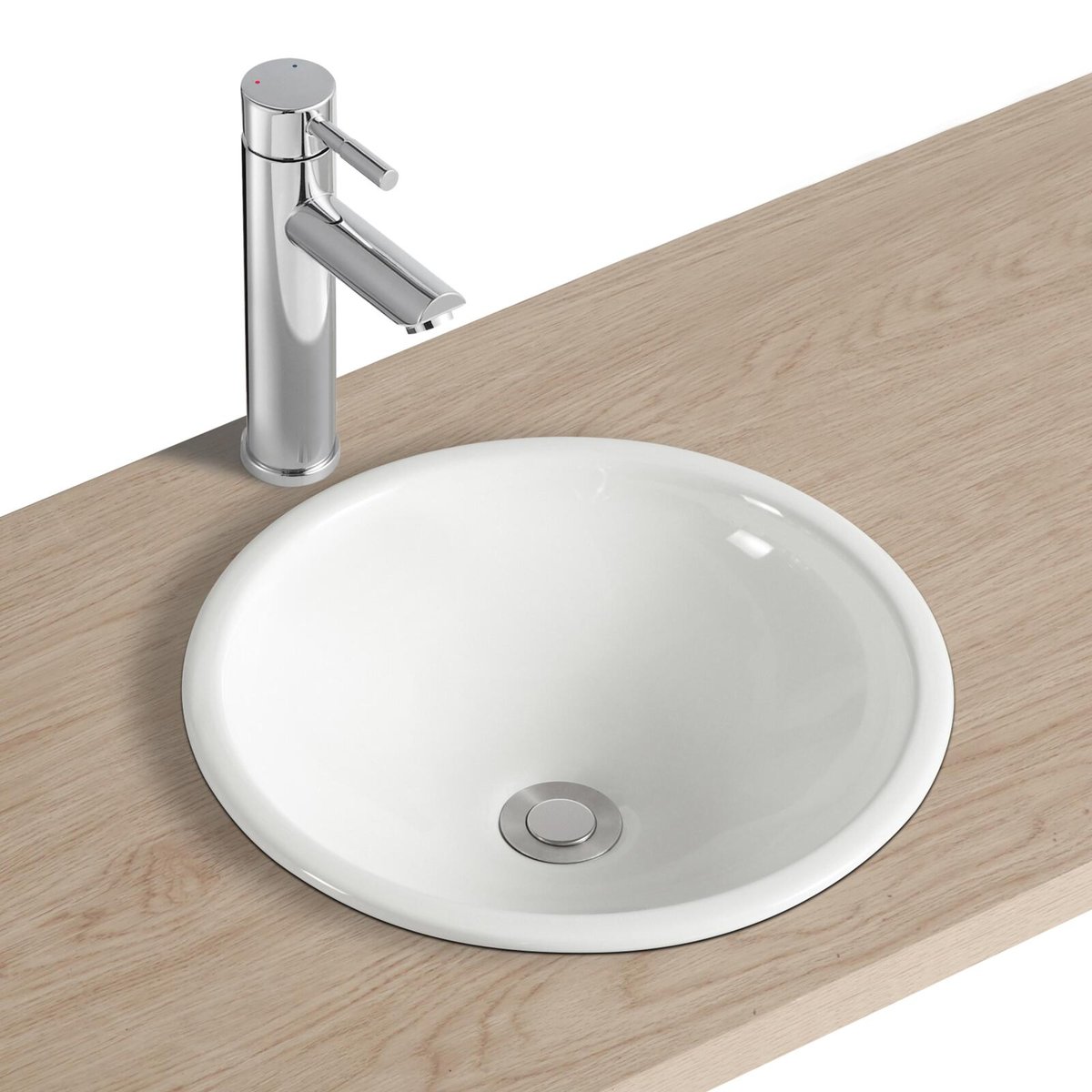 Vasque à encastrer ronde en céramique blanche 37cm LEO blanc, MOB IN