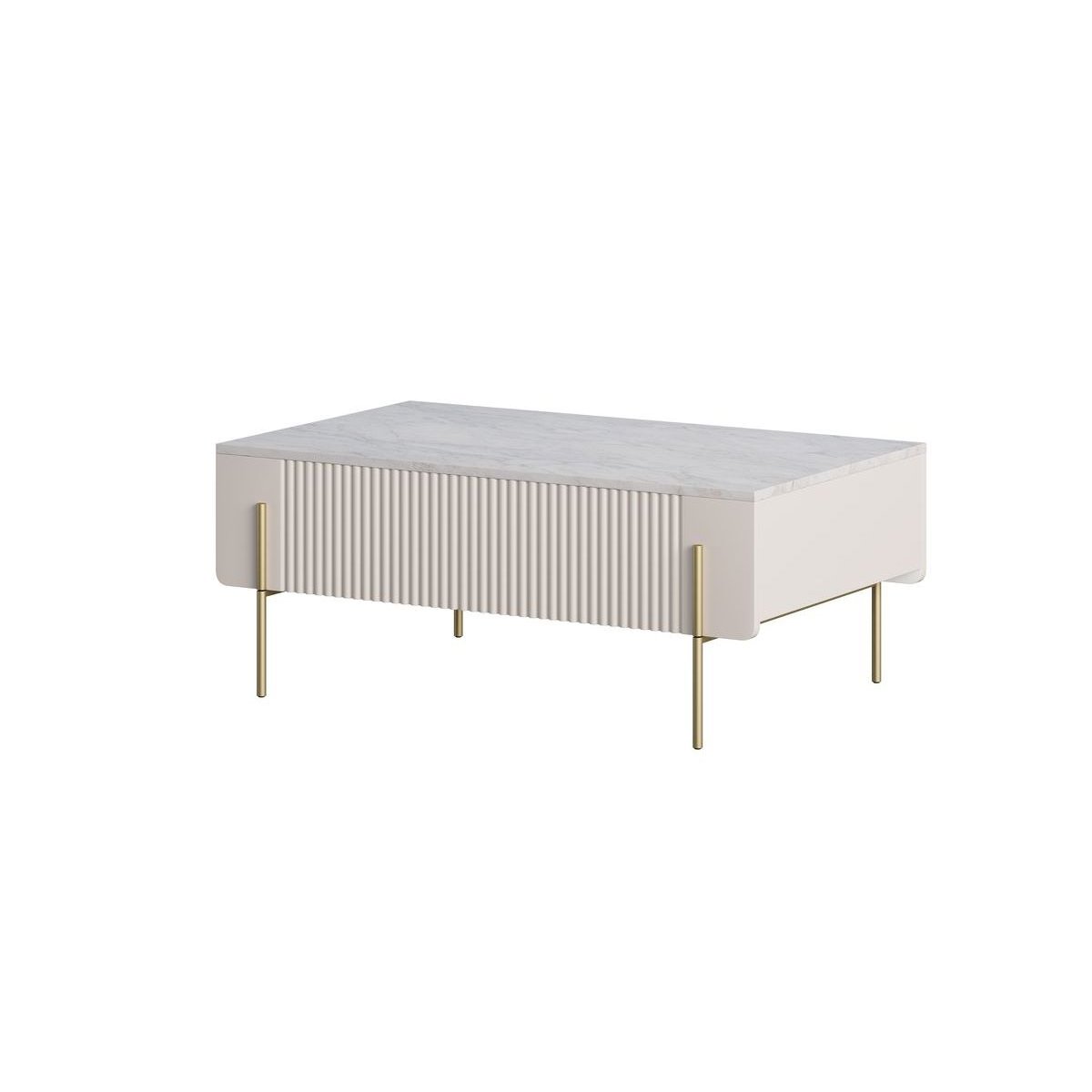 Table basse rectangulaire en panneaux de particules et MDF, MATHILDE beige, BOBOCHIC