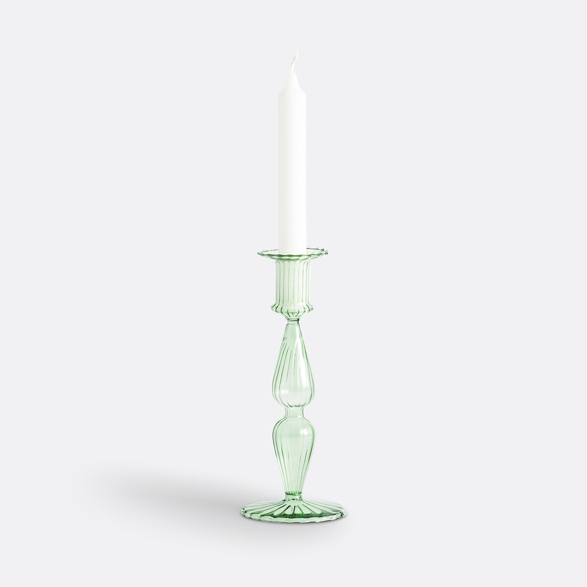 Chilava H20.3cm Glass Candlestick green, LA REDOUTE INTERIEURS