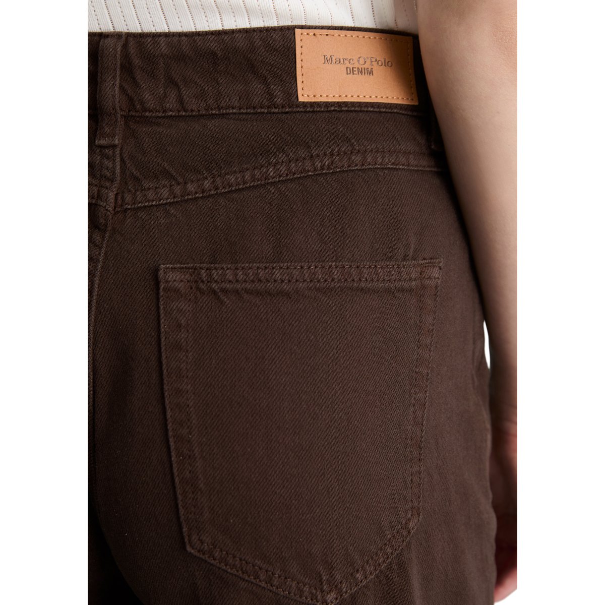 Jeans modèle Stine barrel cropped en denim rigide dunkelbraun, MARC O’POLO DENIM