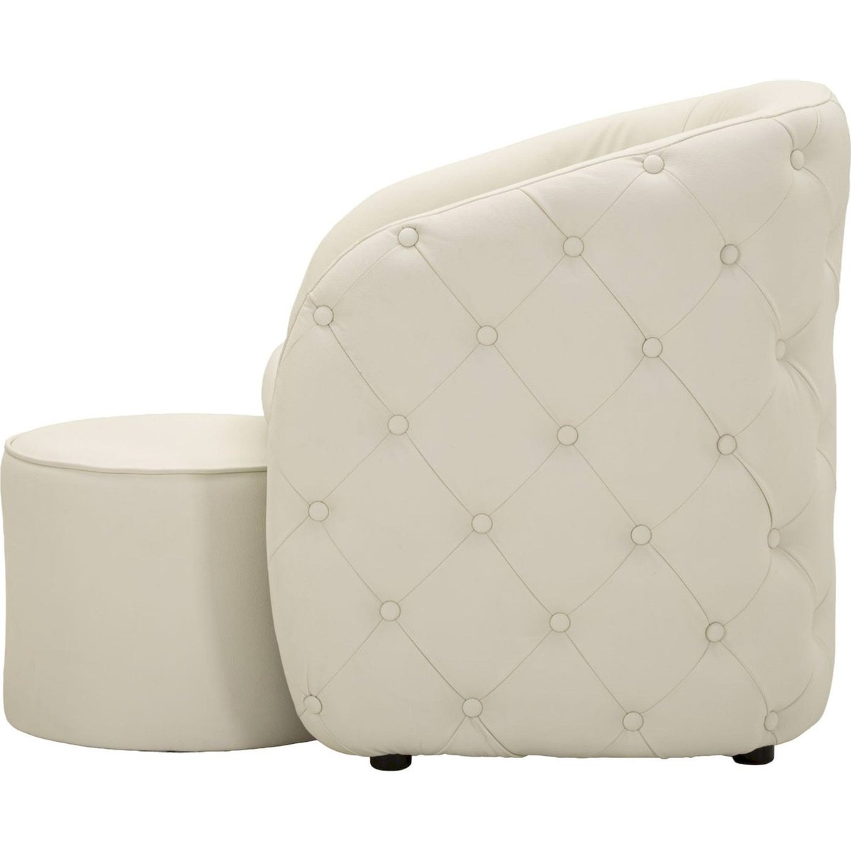 Fauteuil capitonné avec pouf intégré MODERN blanc, RECOLLECTION