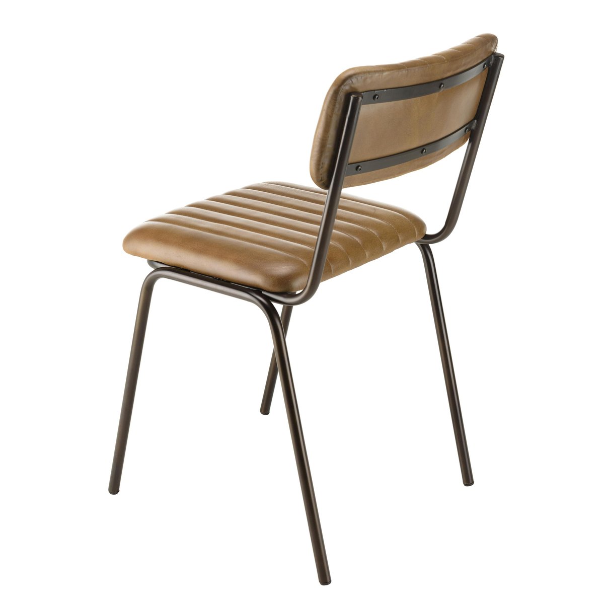 Chaise de table assise et dossier cuir havane (lot de 2) TIM marron, PIER IMPORT