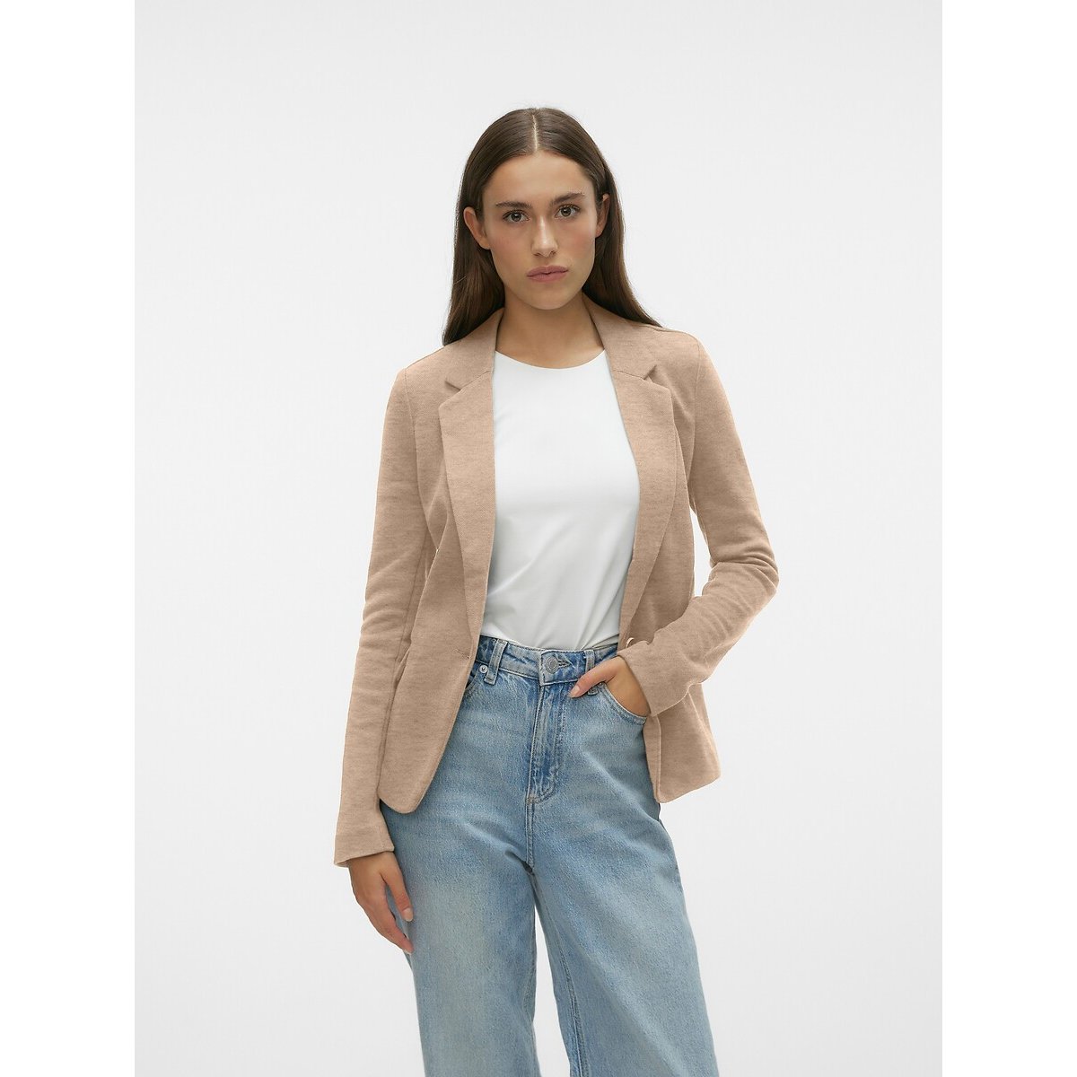 Blazer coupe droite beige, VERO MODA
