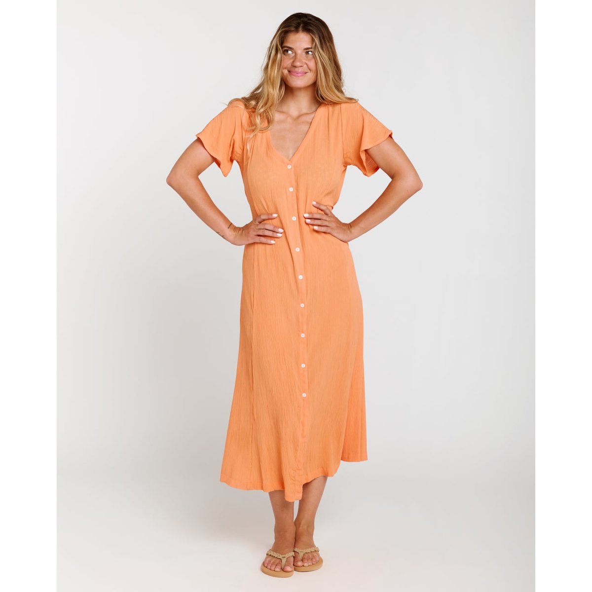 Robe longue Molokai manches courtes orange, RIP CURL