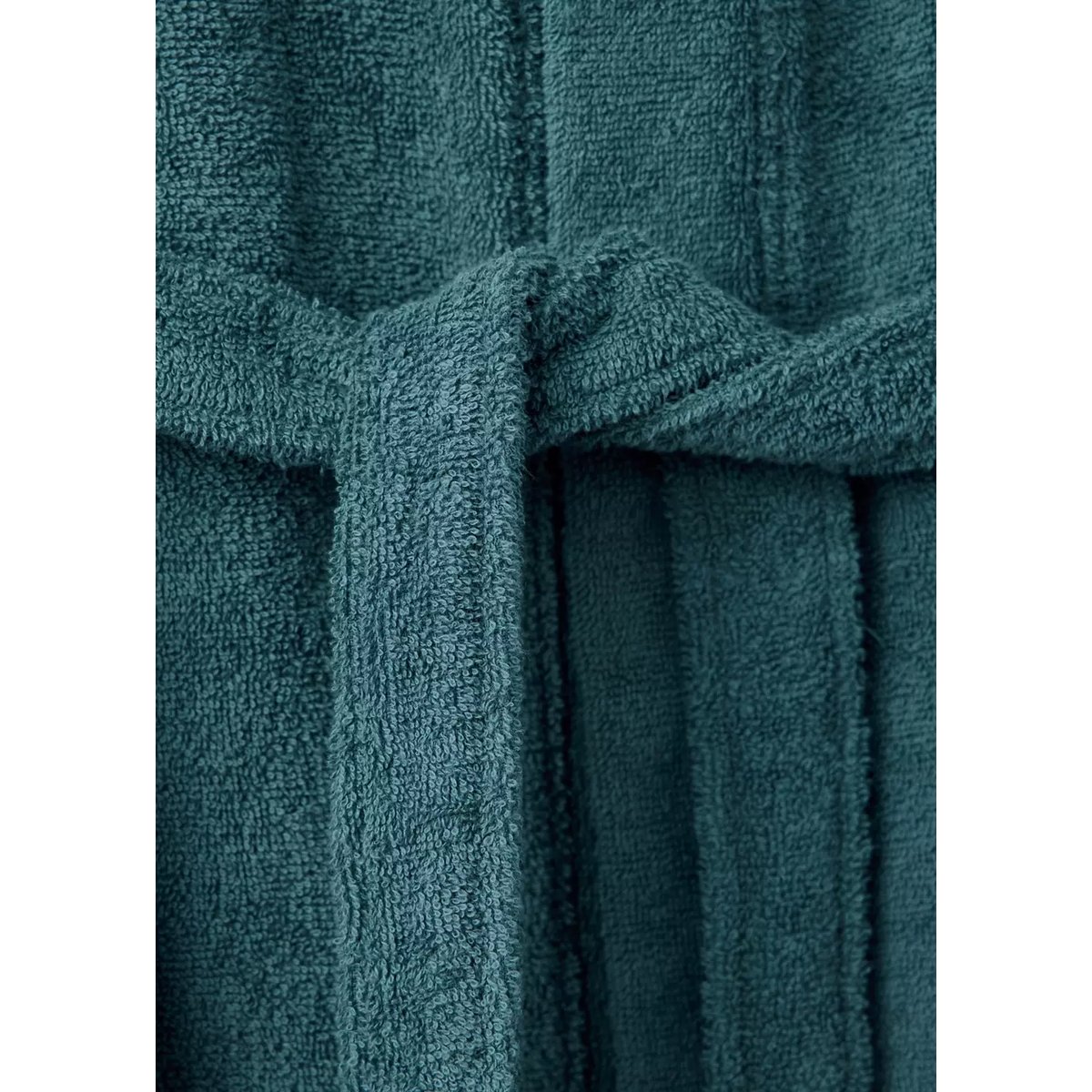 Peignoir en coton bouclette bleu pétrole, MANGO HOME