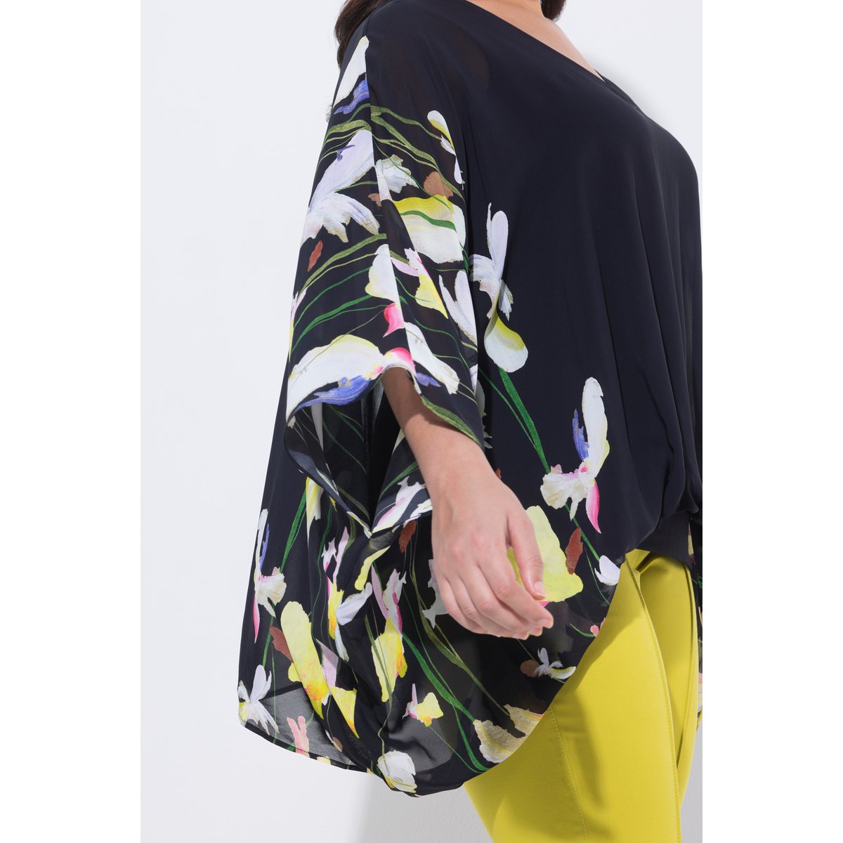 Blouse en mousseline doublée noir, ULLA POPKEN