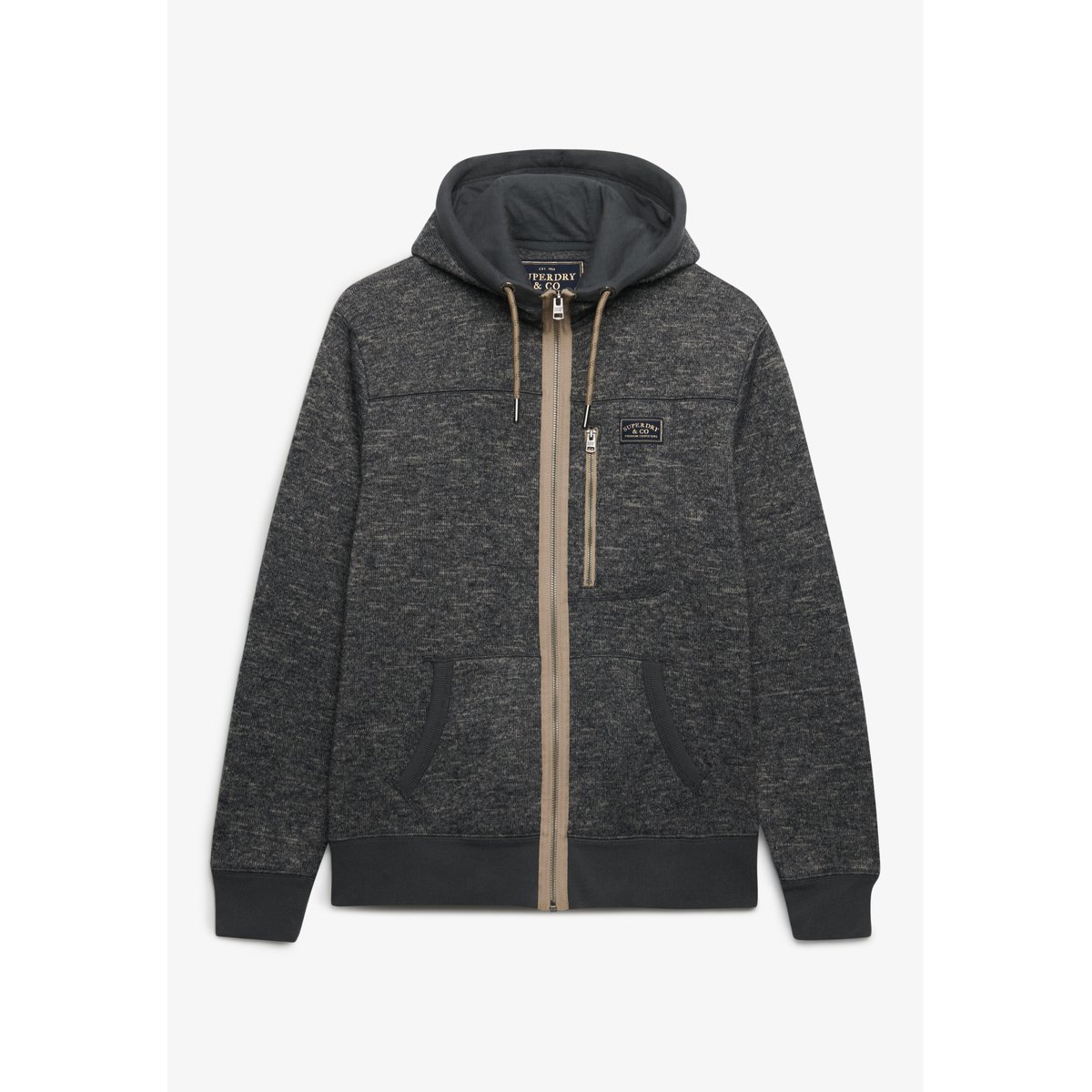 Sweat zippé à capuche Storm Fleece coupe décontractée gris anthracite storm flammé, SUPERDRY