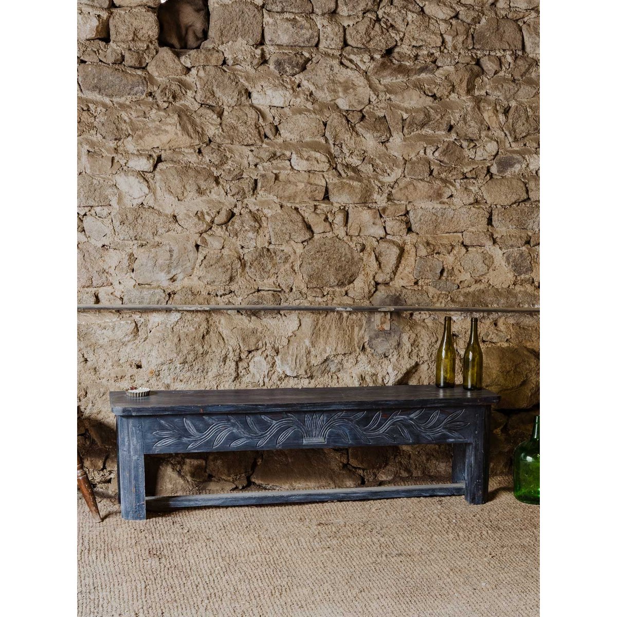 Banc coffre en bois noir Antoine N°401 - Bon état noir, DEBONGOUT