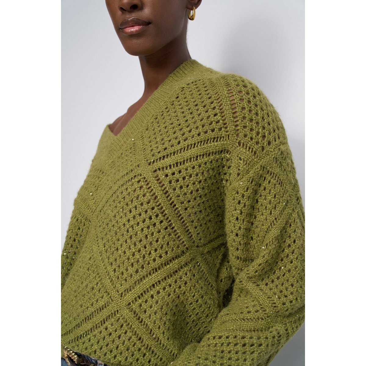 PULL EN MAILLE BRILLANTE rose, SALSA JEANS