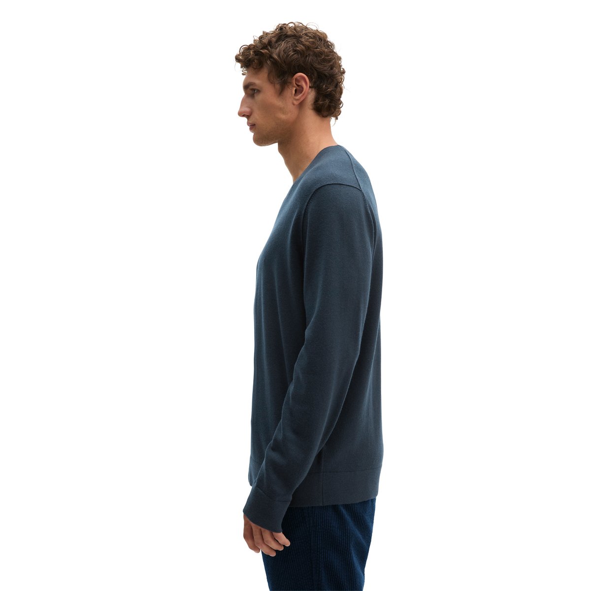 Pull à col en V, coupe classique en laine mérinos fine blaubleu, MARC O'POLO