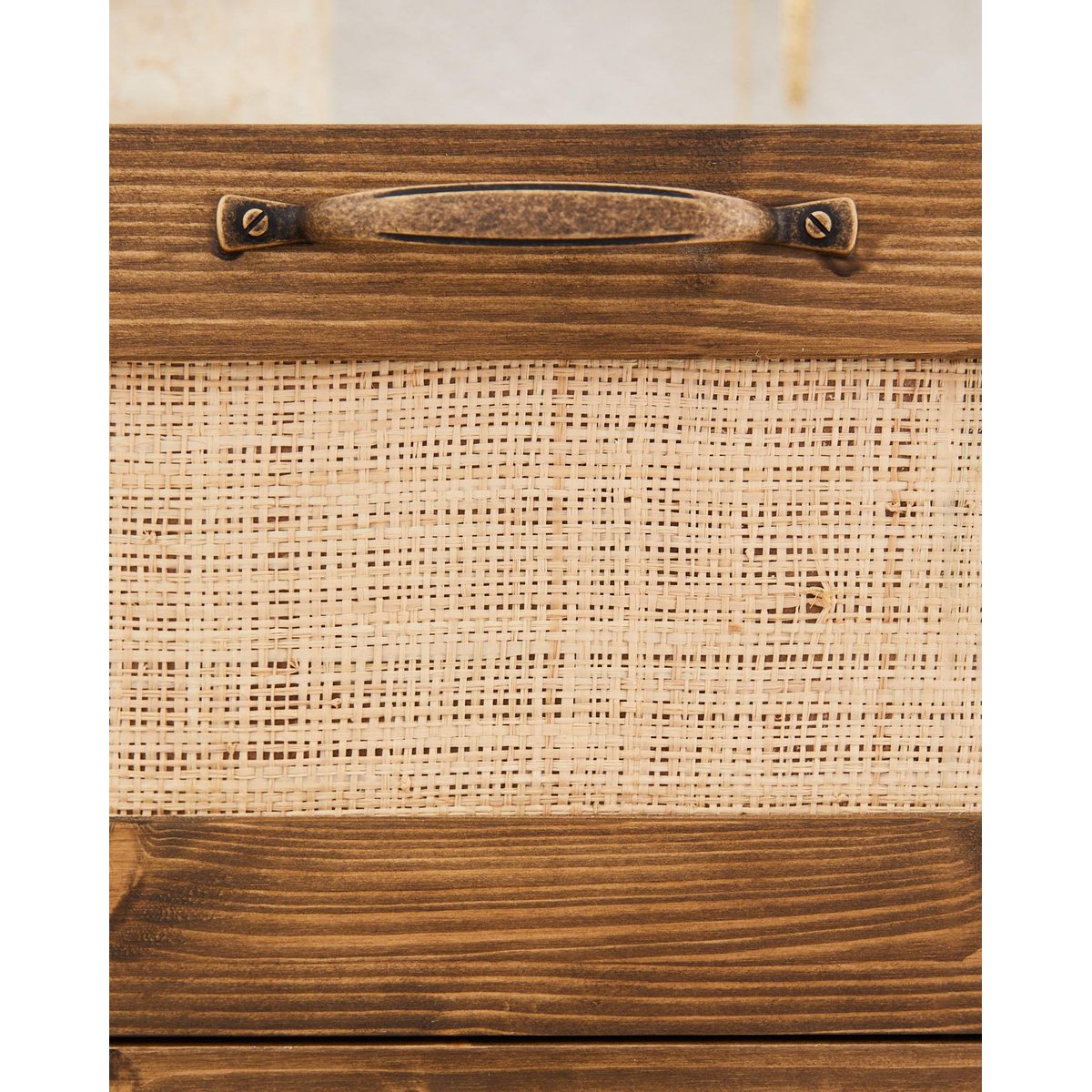 Commode sapin massif fibres naturelles naturel 4 tiroirs - MARNIE noyer, HANNUN