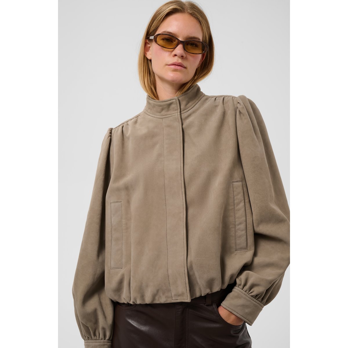Veste en cuir marron walnut, SOAKED IN LUXURY