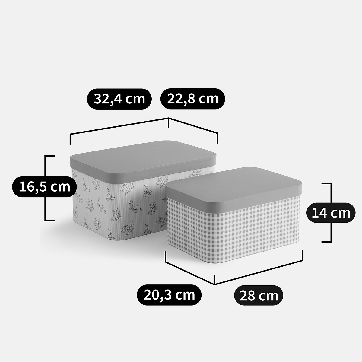 Lot de 2 boîtes de rangement en carton, Swan imprimé, LA REDOUTE INTERIEURS