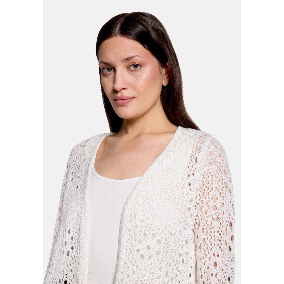 Cardigan en maille d'été à manches 3/4 blanc, BETTY BARCLAY