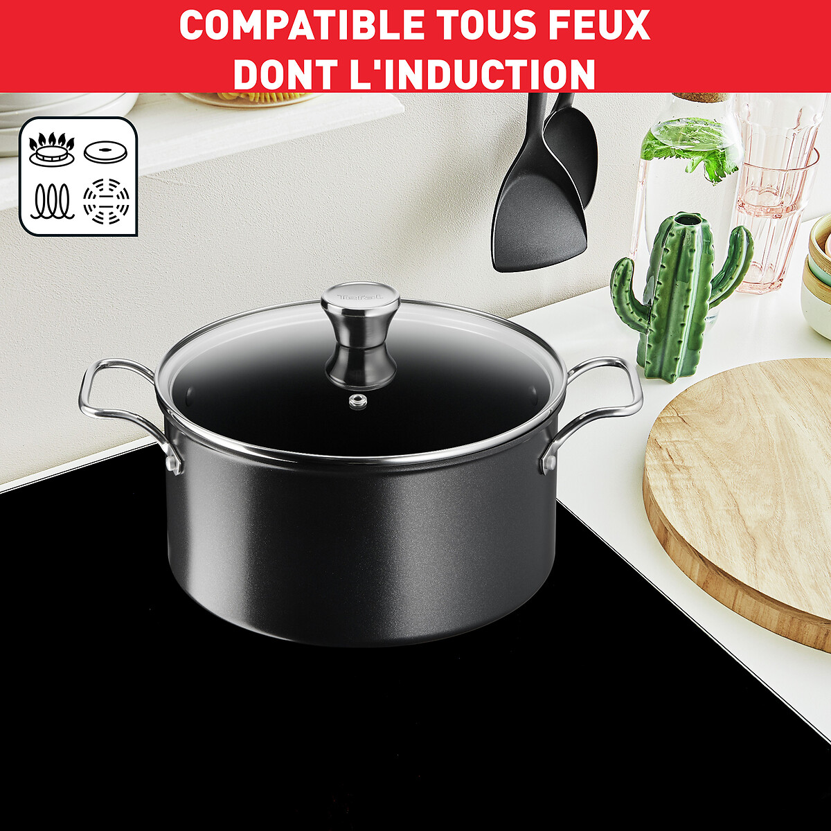 6 pièces Intensium E589S617 noir, TEFAL