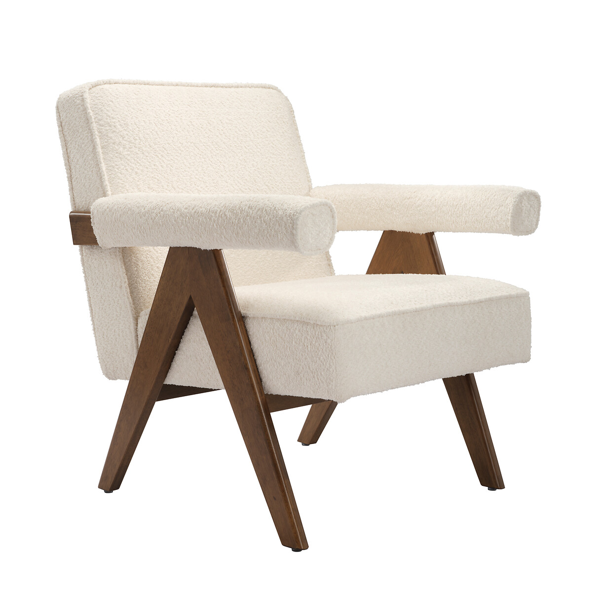 Evora Rubberwood Frame & Padded Arms Armchair ecru, ÉDITÉ
