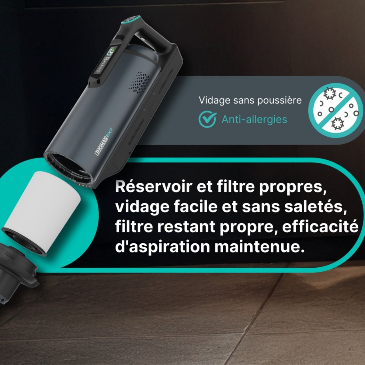 Aspirateur balai avec sac BX7 couleur unique, THOMAS