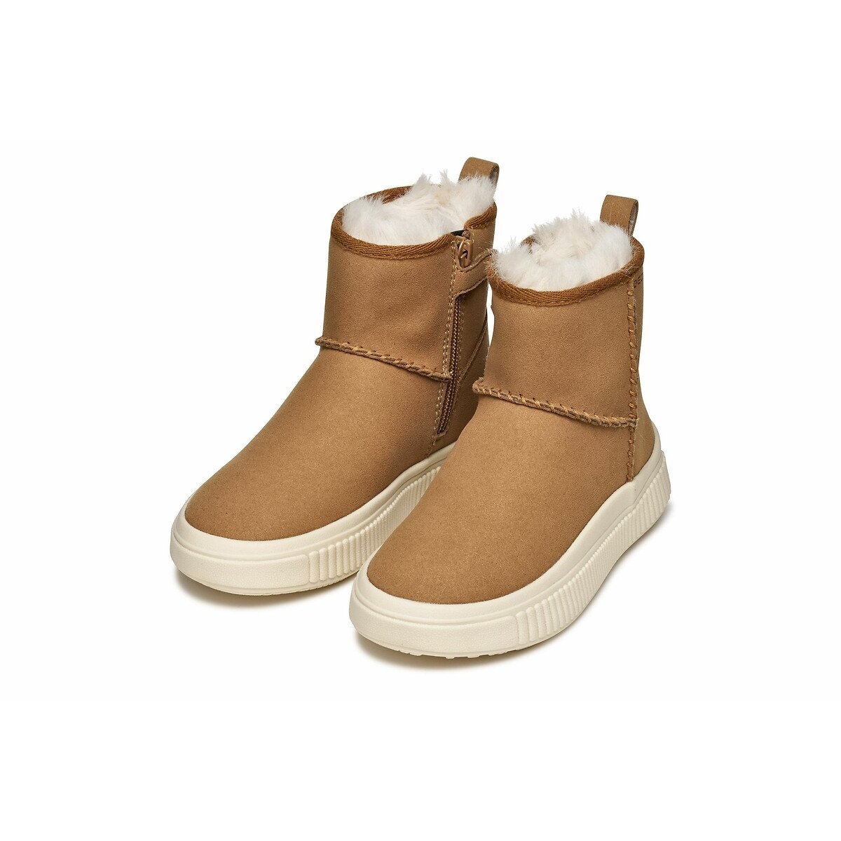 Kids Laquinny Boots with Faux Fur Lining brown, GEOX