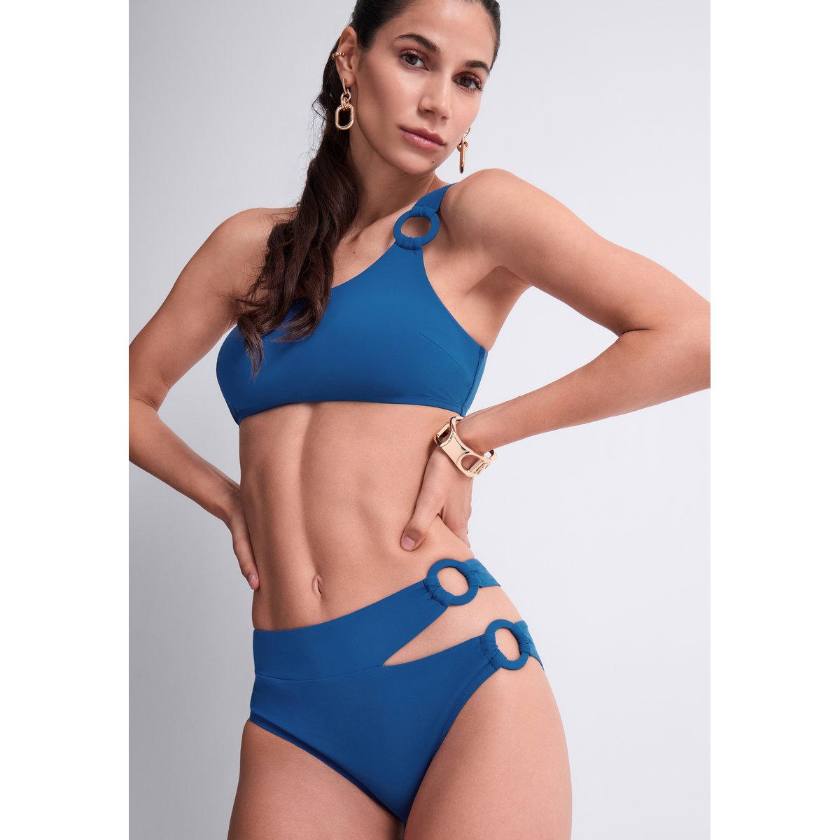 Bas de maillot de bain taille haute Summer Essence. bleu, AUBADE