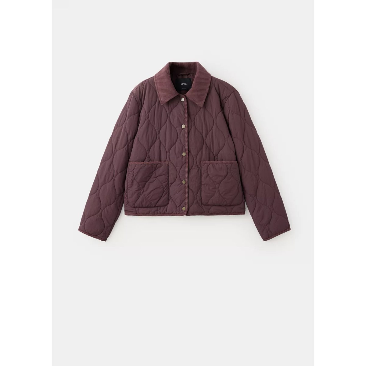 Veste matelassée détails velours côtelé violet clair/pastel, MANGO TEEN