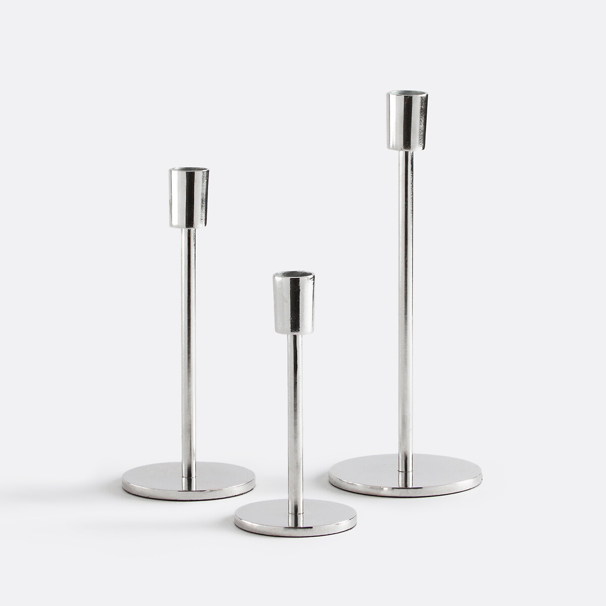 Lot de 3 bougeoirs en métal aluminium chromé, Oror chrome, LA REDOUTE INTERIEURS