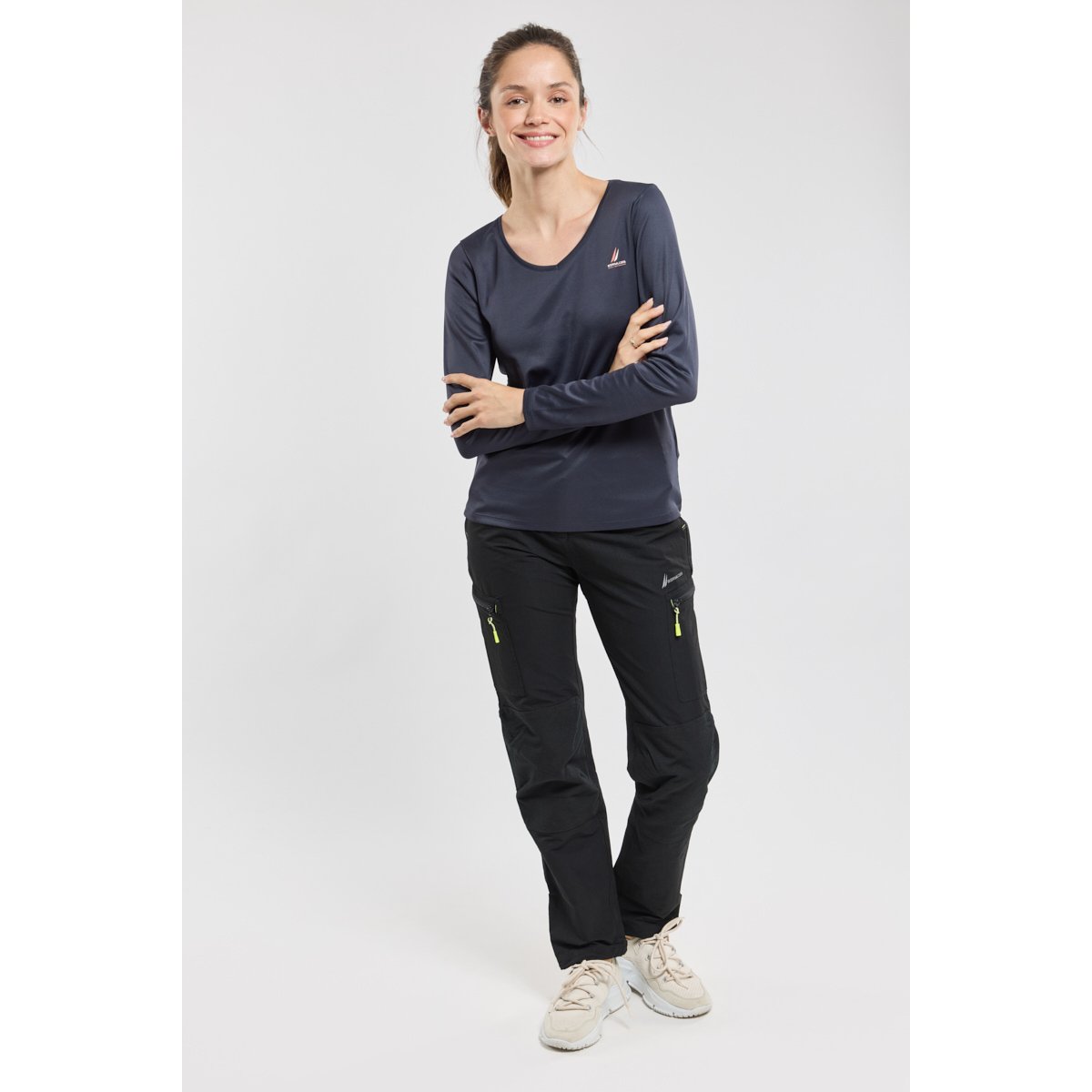 T-shirt manches longues en polyester recyclé COLMAN navy, BERMUDES