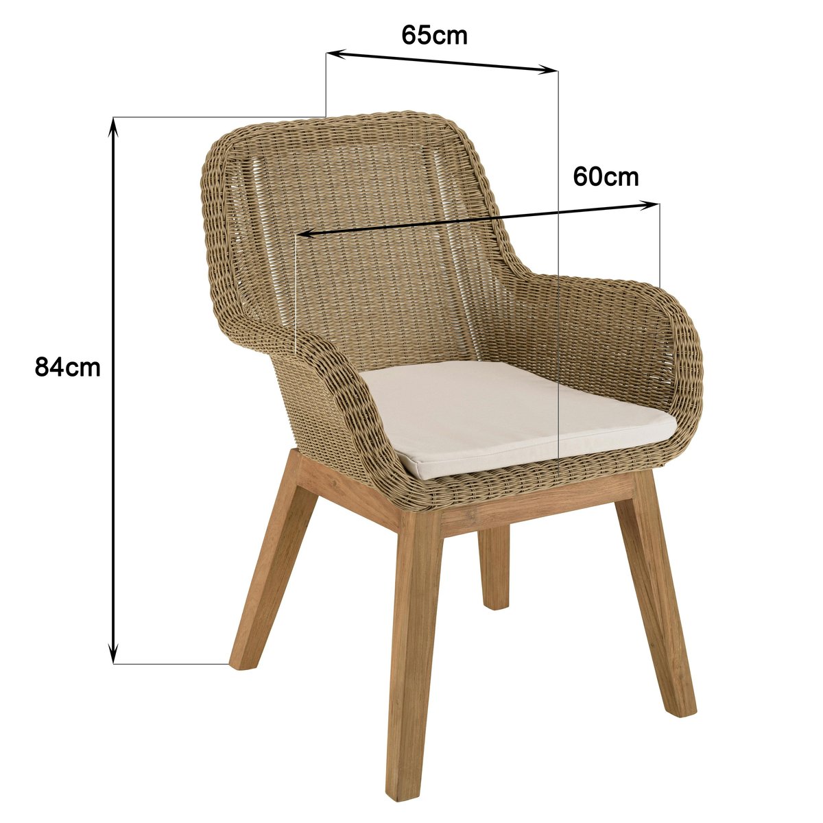 Fauteuil de jardin résine tressée beige (lot de 2) MANY beige, PIER IMPORT