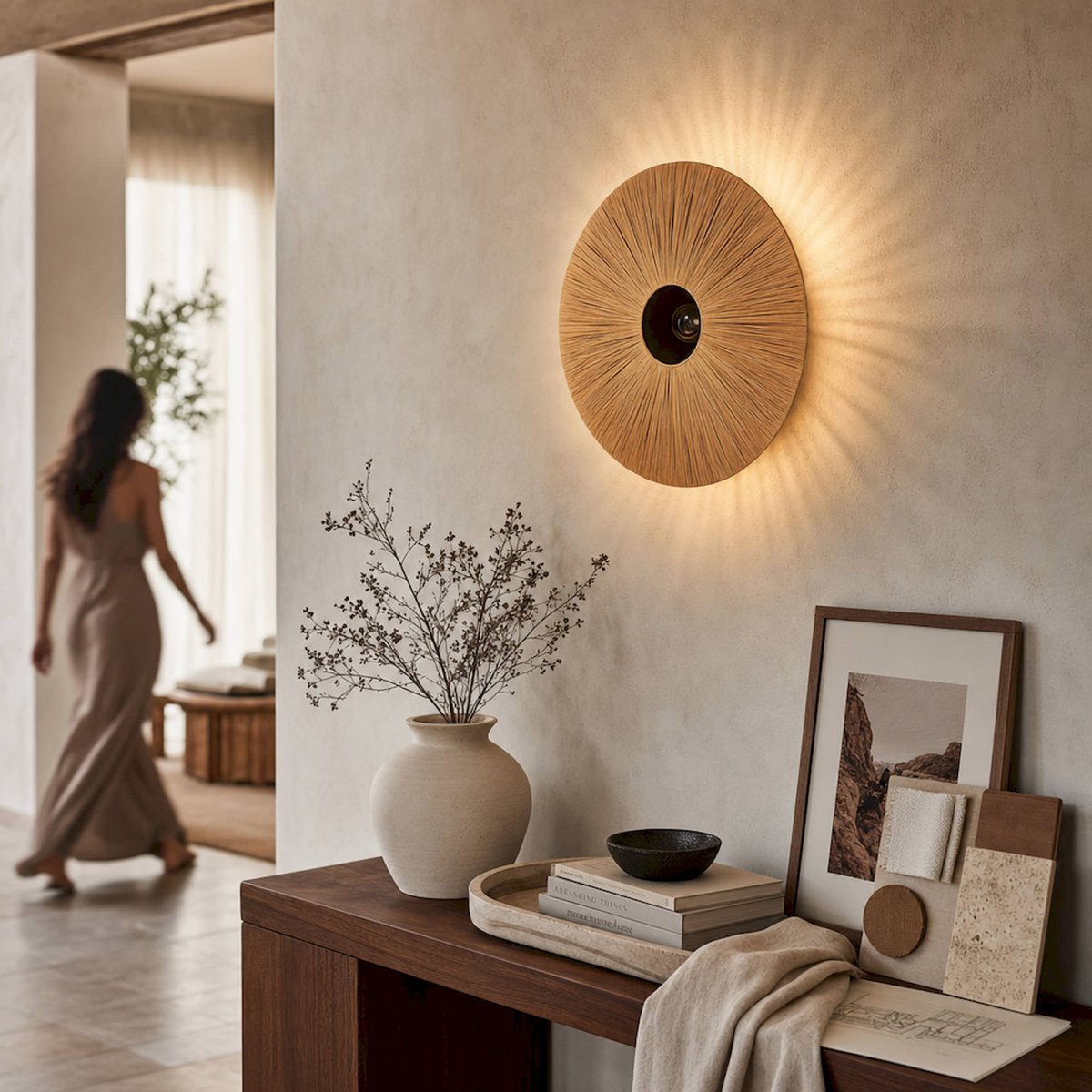 Applique murale en raphia collection VACIO sable et beige, RECOLLECTION