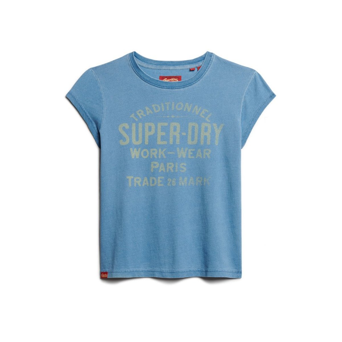 T-shirt indigo à mancherons Workwear indigo délavé, SUPERDRY