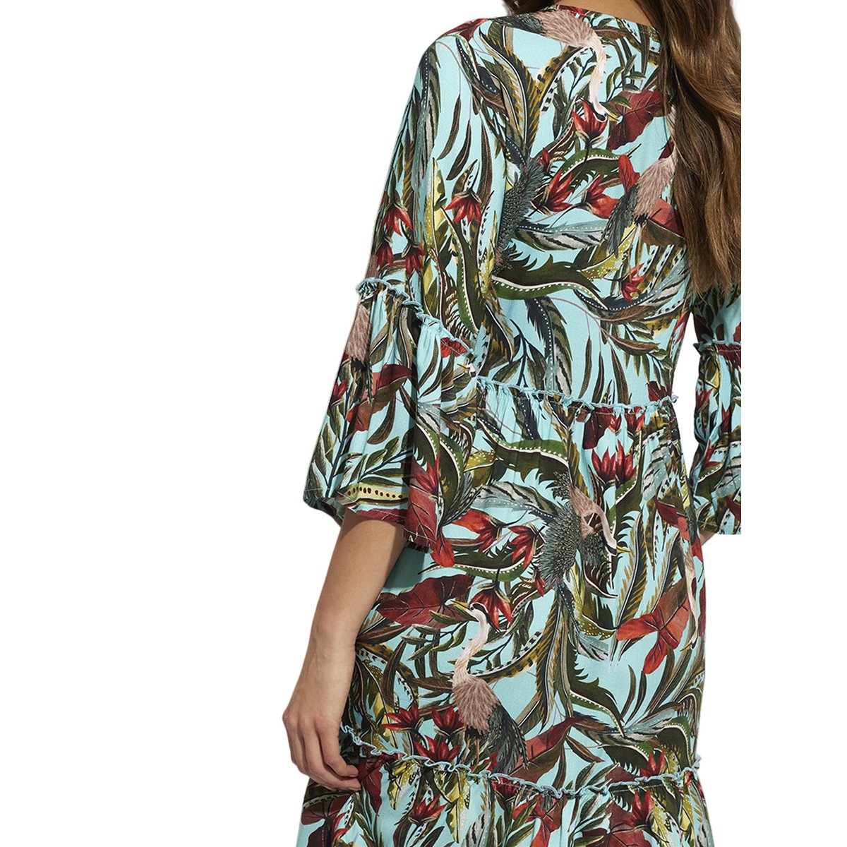 Robe de plage manches trois-quarts Galapagos bleu turquoise, SELMARK MARE