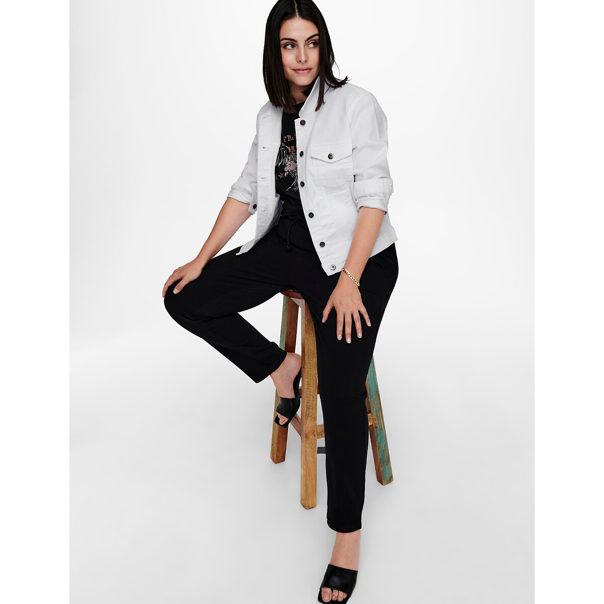 Veste courte en jean blanc, ONLY CARMAKOMA