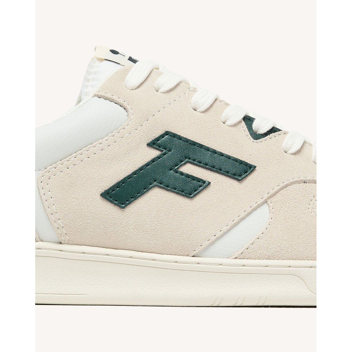 Baskets basses en cuir blanc et vert, FAGUO
