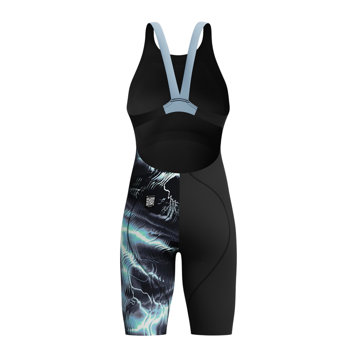 Maillot de bain 1 pièce long motif/style asymétrique LZR IGNITE noir, SPEEDO