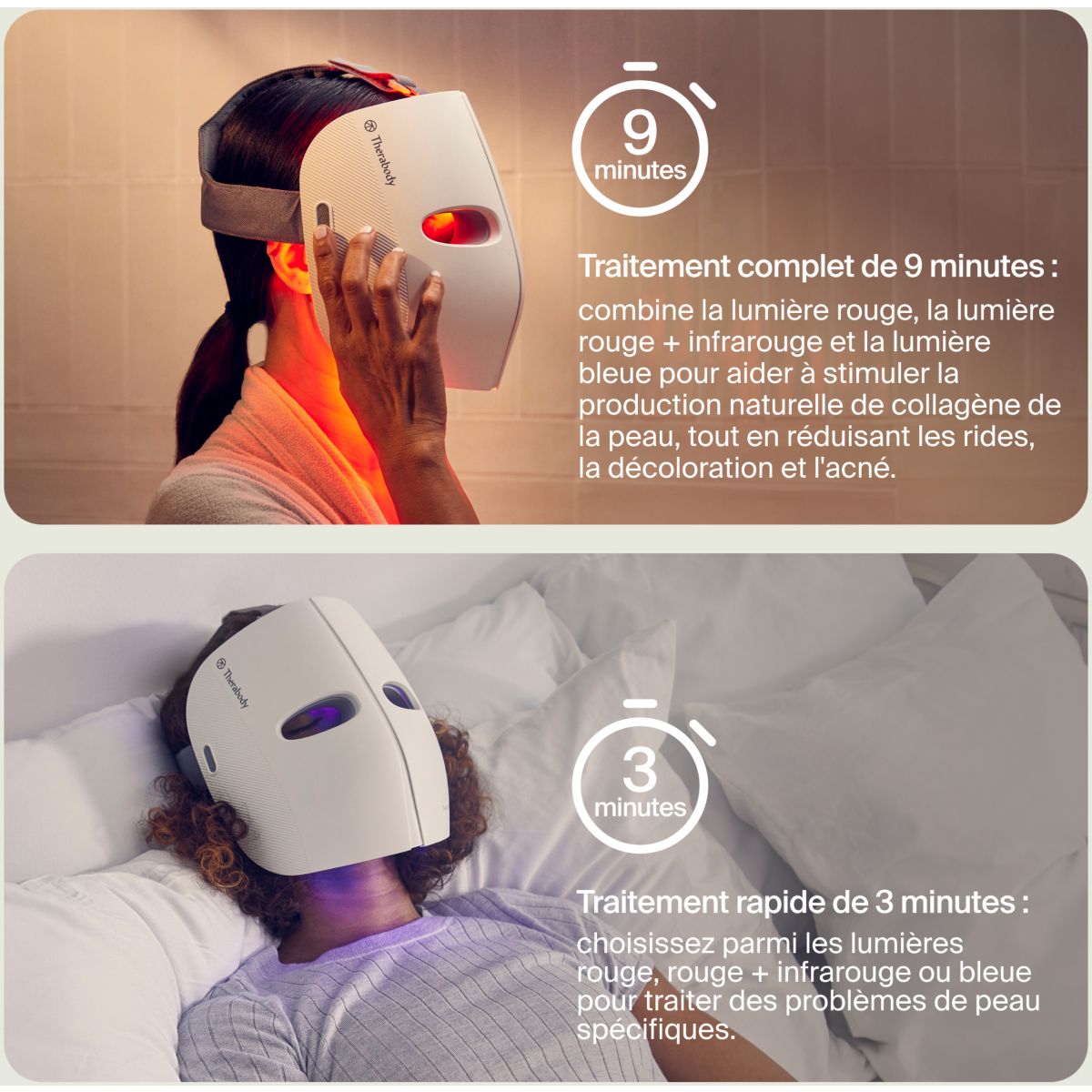 Masque LED TheraFace Mask couleur unique, THERAGUN