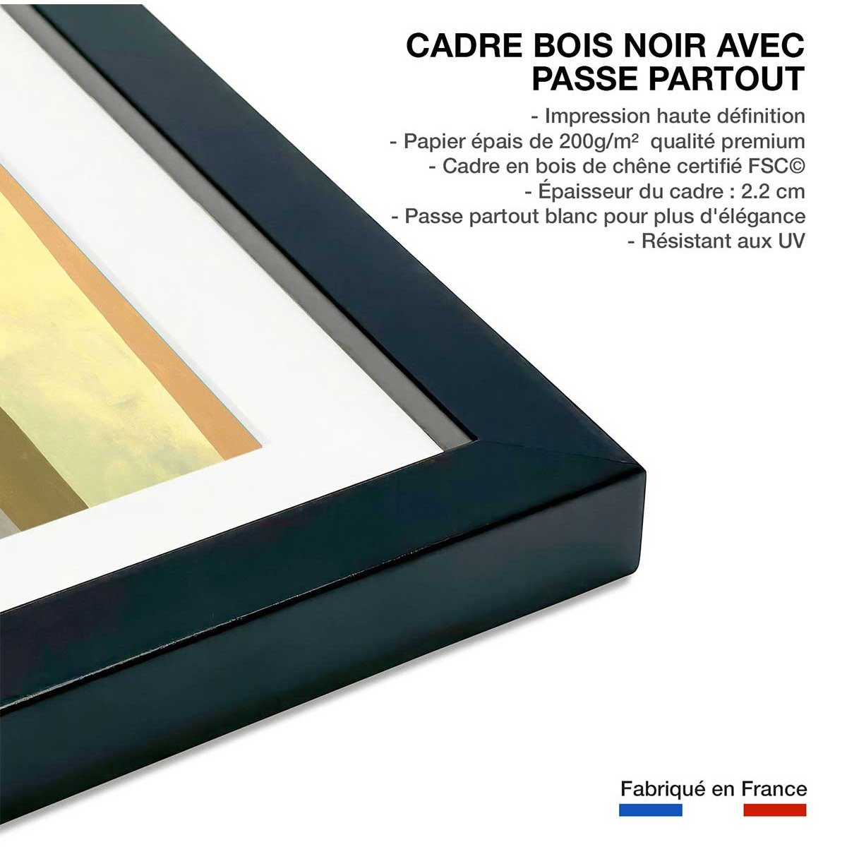 Poster pattern color affiche + cadre en bois - noir, HEXOA