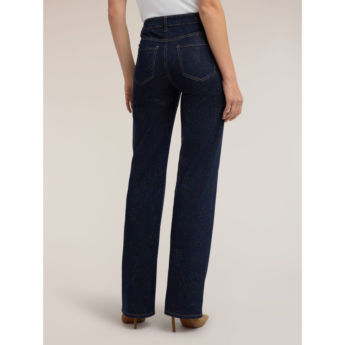 Jean palazzo avec strass all over bleu, MOTIVI