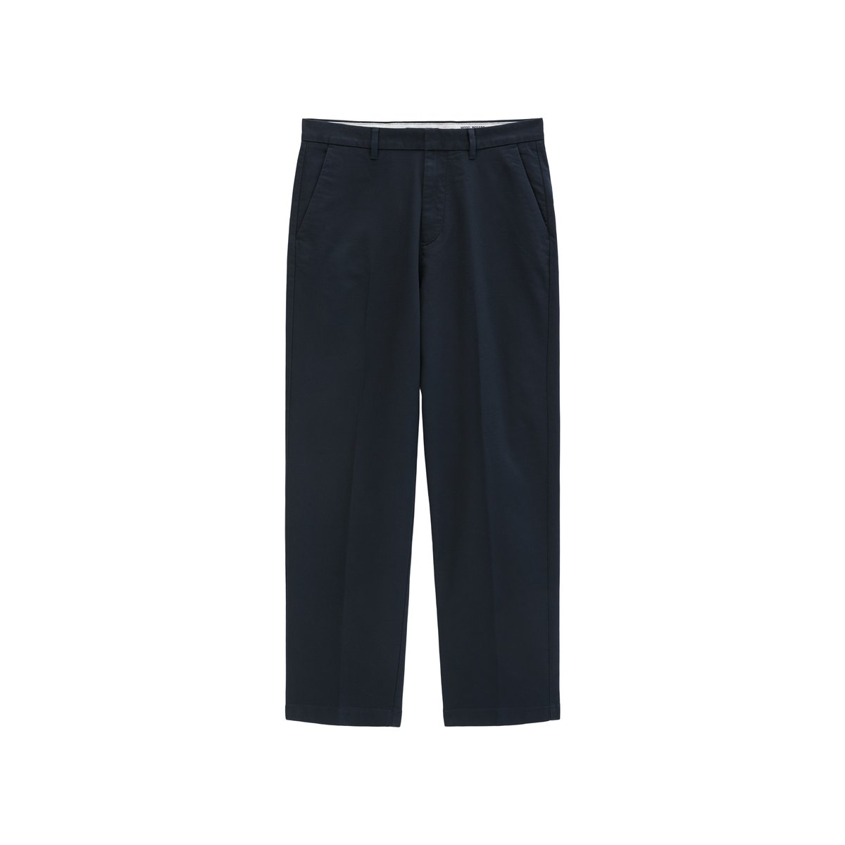 Chino modèle Mossbo large en satin de coton bio élastique bleu foncé, MARC O'POLO