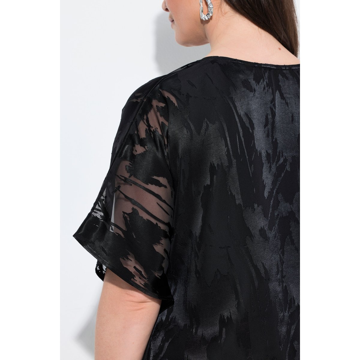 Blouse en mousseline doublée noir, ULLA POPKEN