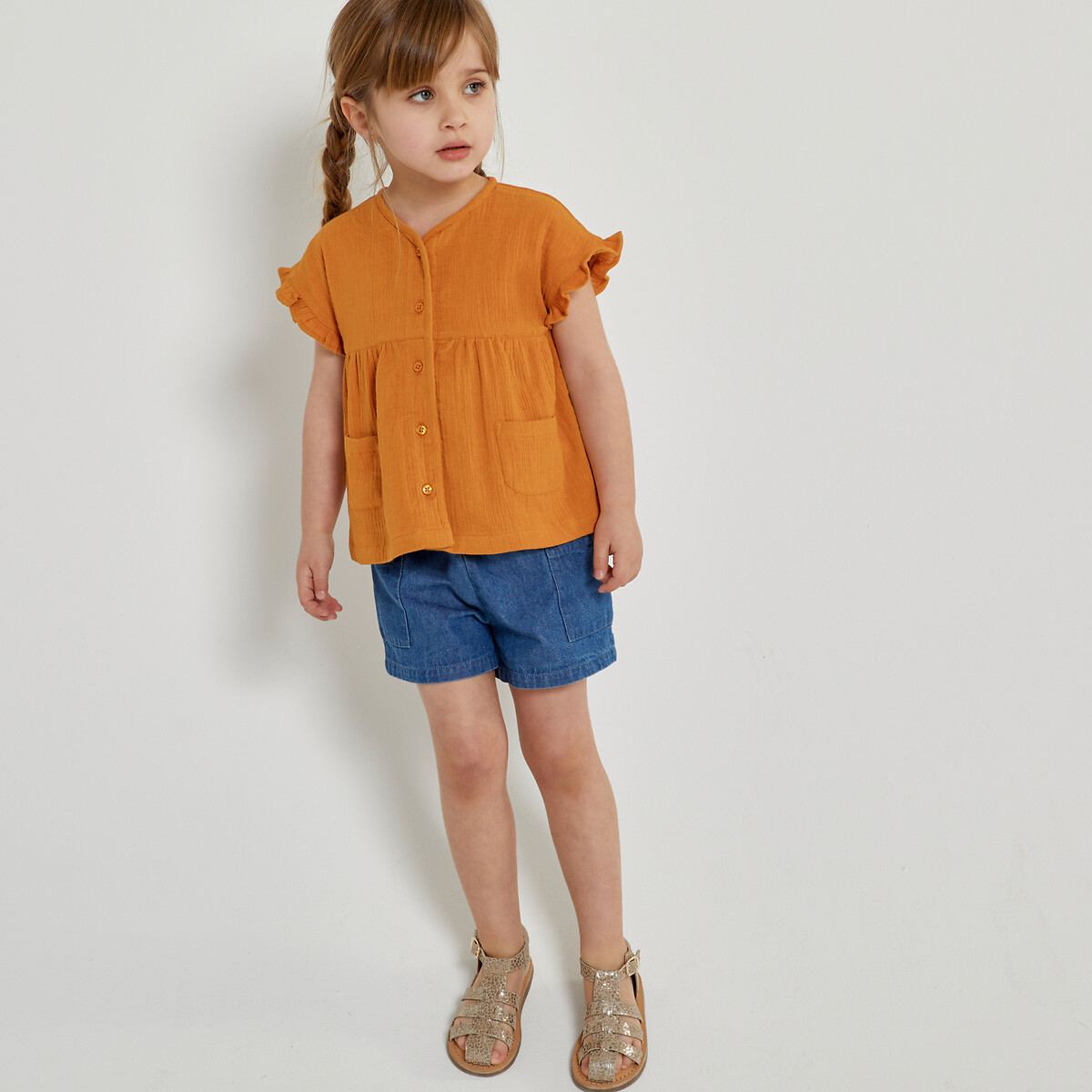 Sandalen in leer goudkleur, LA REDOUTE COLLECTIONS