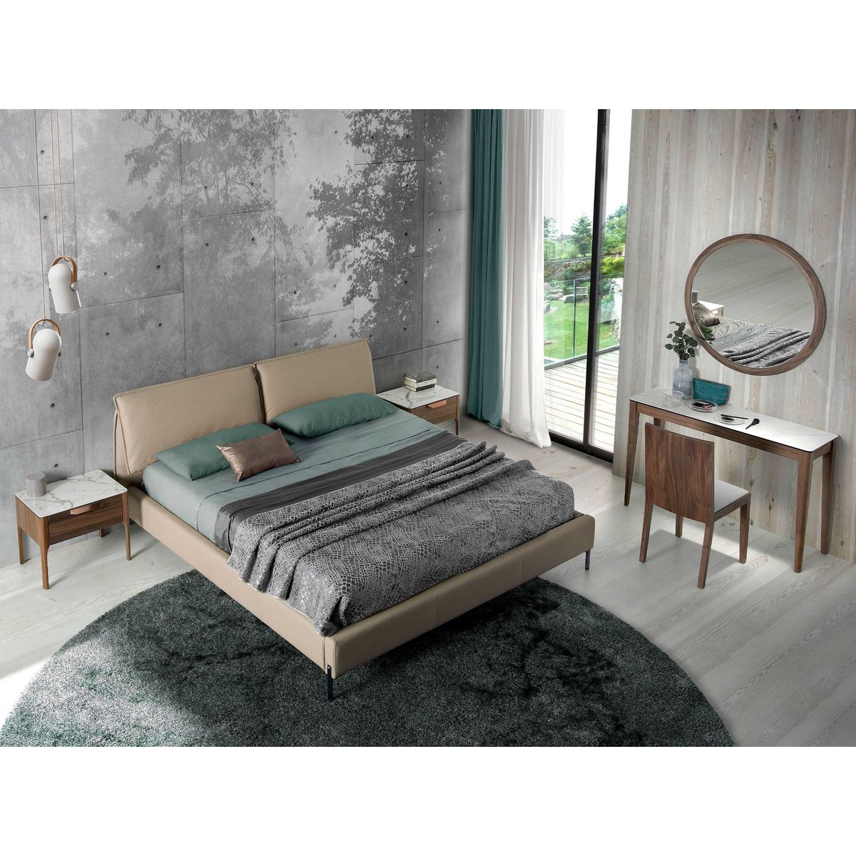 Miroir mural rond noyer noyer, ANGEL CERDA