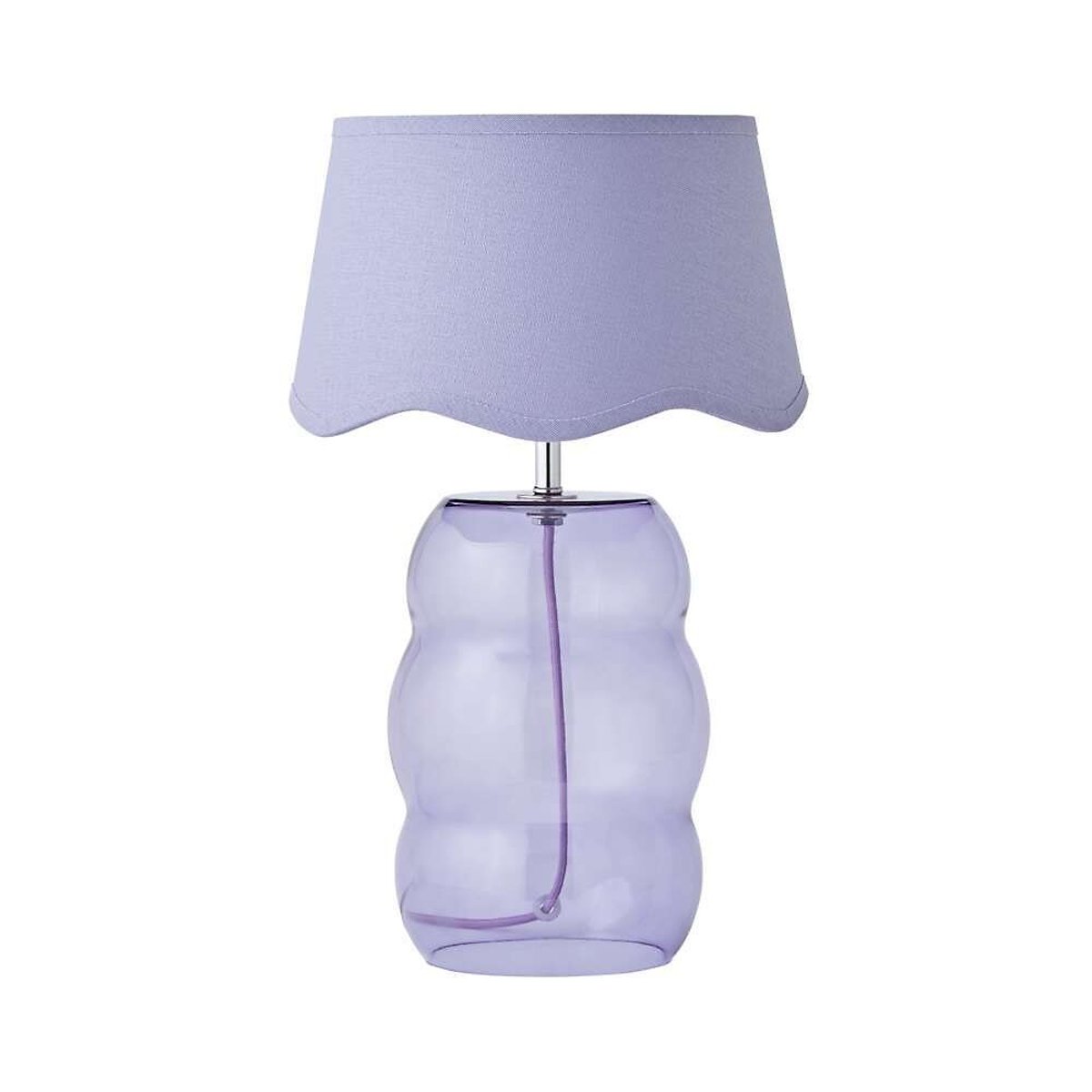 Lola Glass Bubble Table Lamp with Scallop Shade purple, SO'HOME